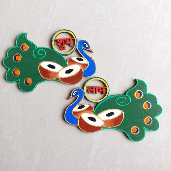 Krishna & shub-labh peacock entrance door frames