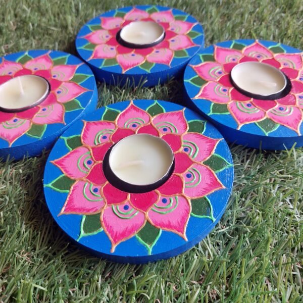 Lotus Mandala Tea Candle Holder Set