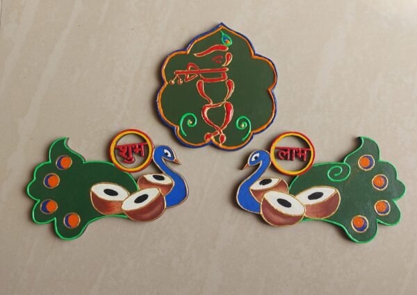 Krishna & shub-labh peacock entrance door frames