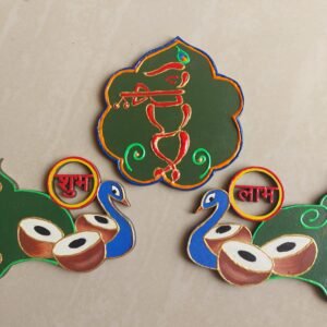 Krishna & shub-labh peacock entrance door frames