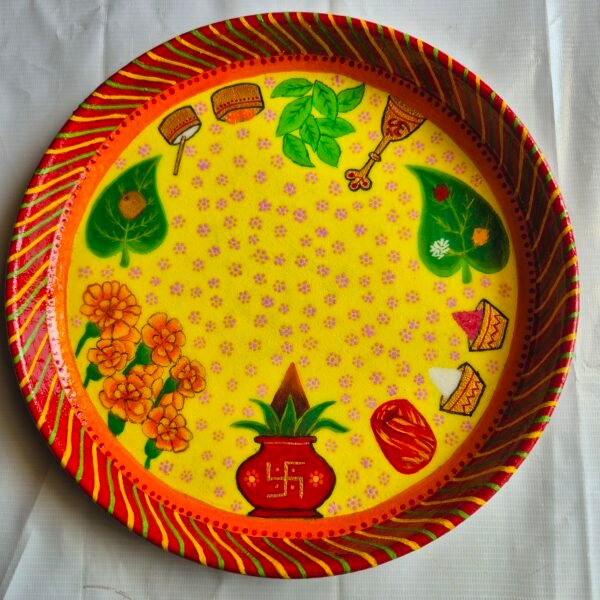 Yellow Festive Hand-Painted Plate