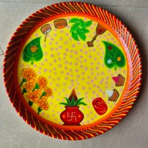 Yellow Festive Hand-Painted Plate